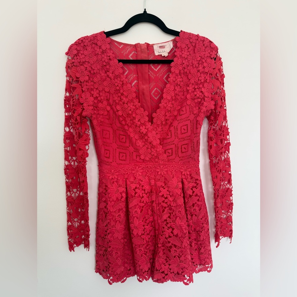 Nicole Miller Coral Lace Romper
